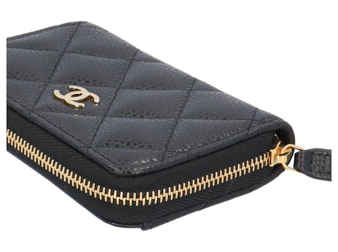 Portafoglio con zip classico Chanel in pelle di vitello grana nera - vista 6