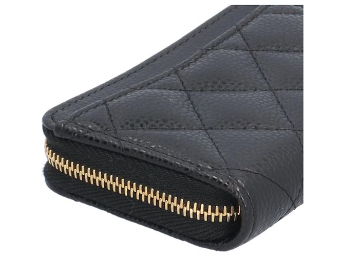 Portafoglio con zip classico Chanel in pelle di vitello grana nera - vista 7