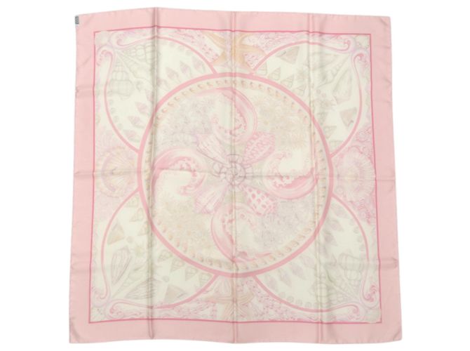 Foulard in seta Hermès Carré 90 Parures Oceaniche Rosa Bianco - vista 3