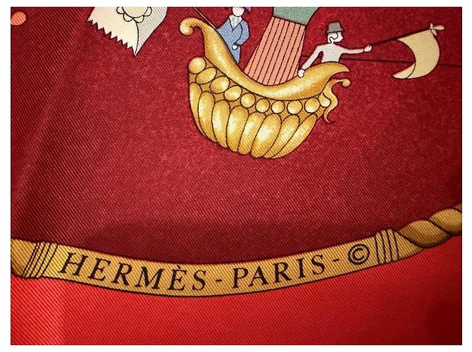 Hermès: "Les Folies Du Ciel" Seidentwill-Schal. 90 cm Ausgezeichneter Zustand Mehrfarben - Ansicht 11
