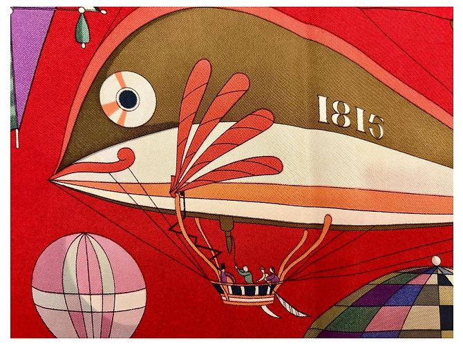 Hermès: "Les Folies Du Ciel" Seidentwill-Schal. 90 cm Ausgezeichneter Zustand Mehrfarben - Ansicht 12