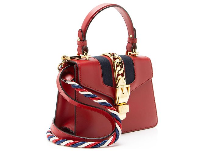Gucci Leder Sylvie Mini Handtasche Rot - Ansicht 2