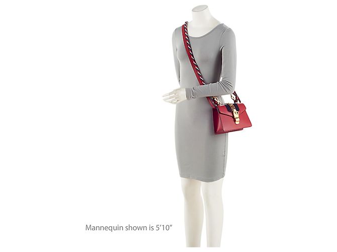 Gucci Leder Sylvie Mini Handtasche Rot - Ansicht 5