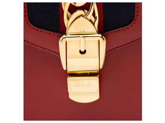Gucci Leder Sylvie Mini Handtasche Rot - Ansicht 9