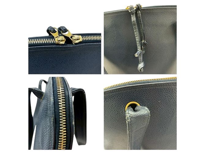 Chanel Leder Tote Bag in Marineblau mit goldenen Beschlägen - Ansicht 5