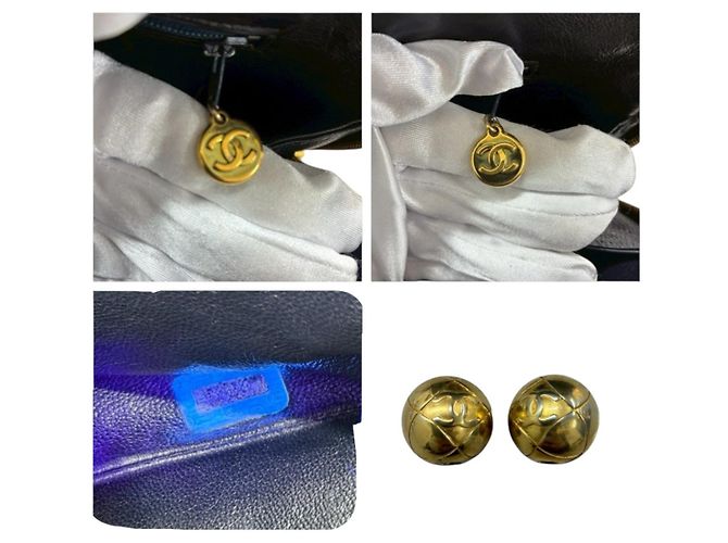 Chanel Leder Tote Bag in Marineblau mit goldenen Beschlägen - Ansicht 8
