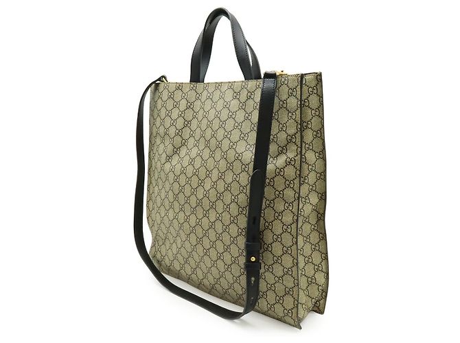 Gucci GG Supreme Bee Print 2WAY Tote Bag Braun Beige - Ansicht 2