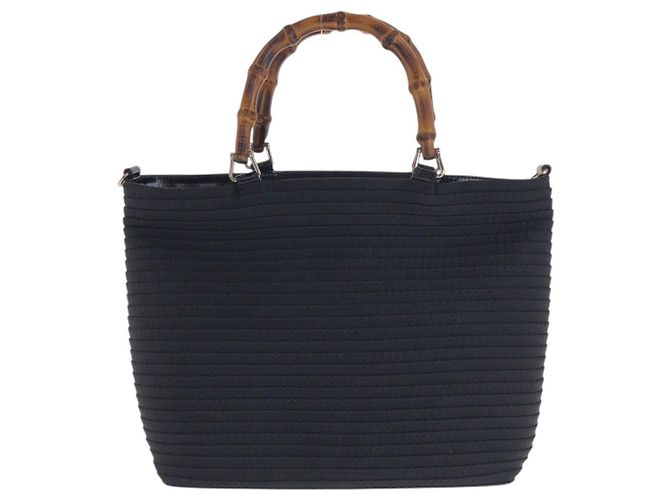 Gucci Bamboo 2-Wege Tote Bag aus Canvas/Emaille Schwarz - Ansicht 2