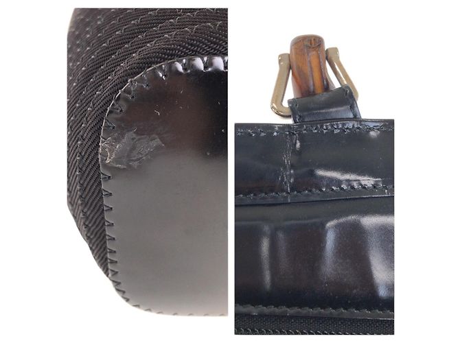 Gucci Bamboo 2-Wege Tote Bag aus Canvas/Emaille Schwarz - Ansicht 5