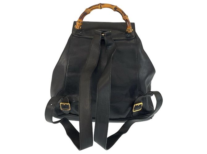 Zaino in pelle Gucci nero con hardware dorato - vista 2