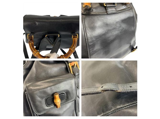 Zaino in pelle Gucci nero con hardware dorato - vista 5