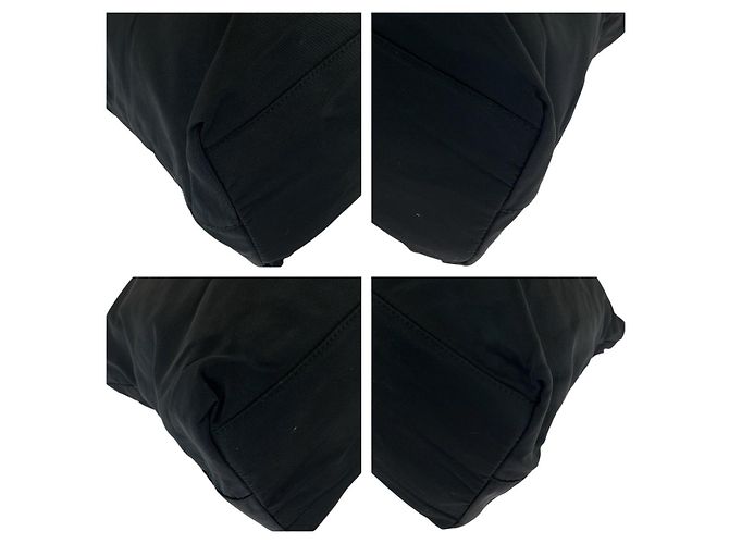 Bolso Tote de nylon tessuto con logo triangular Prada Negro - vista 3