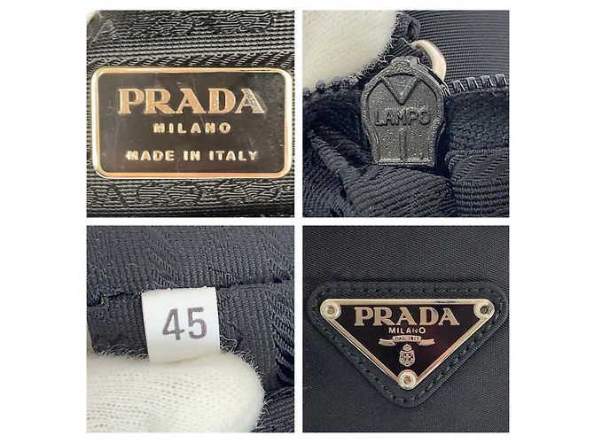Bolso Tote de nylon tessuto con logo triangular Prada Negro - vista 4