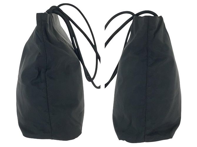 Bolso Tote de nylon tessuto con logo triangular Prada Negro - vista 8