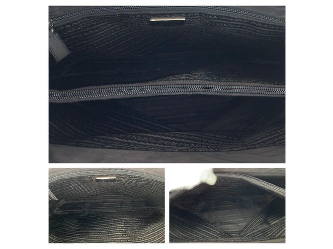 Bolso Tote de nylon tessuto con logo triangular Prada Negro - vista 9