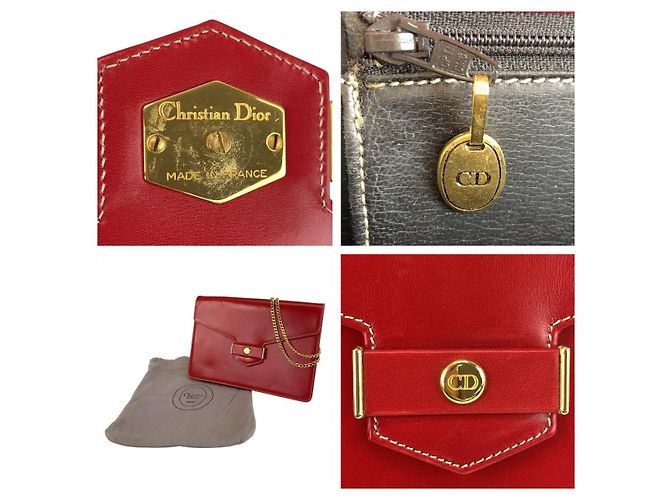 Borsa a spalla in pelle con logo CD di Dior Rosso - vista 3