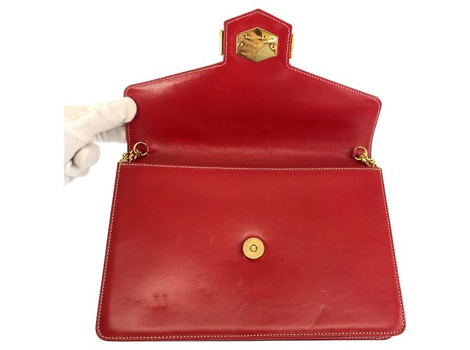 Borsa a spalla in pelle con logo CD di Dior Rosso - vista 8