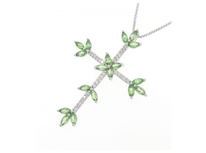 Autre Marque Colar de diamante e granada Au750 Verde - vista 3