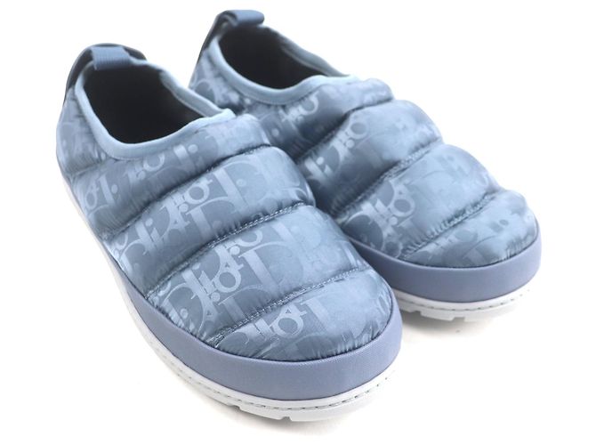 Pantofole in nylon Dior Oblique Grigio Blu chiaro - vista 2