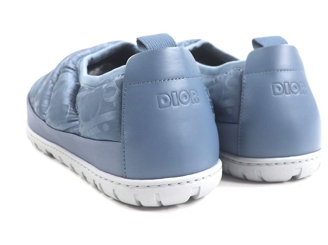 Pantofole in nylon Dior Oblique Grigio Blu chiaro - vista 3