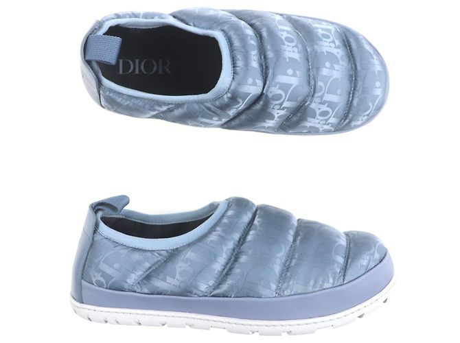 Pantofole in nylon Dior Oblique Grigio Blu chiaro - vista 5