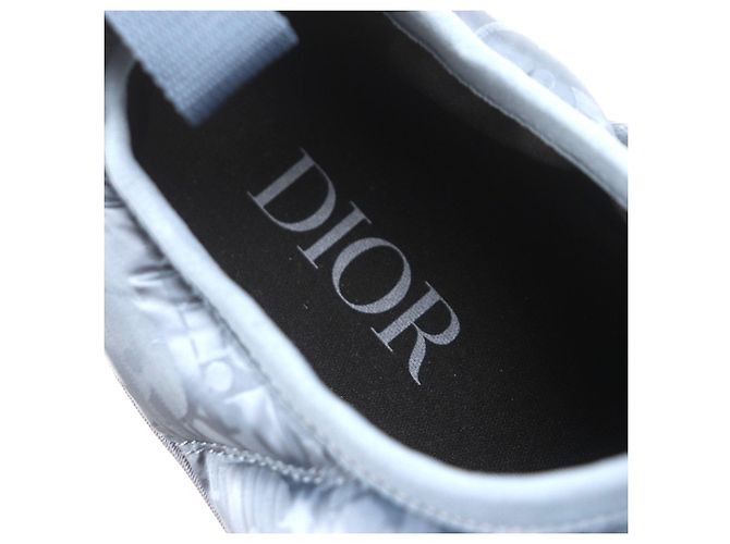 Pantofole in nylon Dior Oblique Grigio Blu chiaro - vista 7