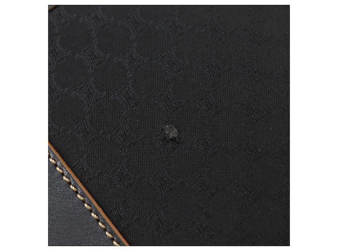 Céline Celine Macadam Nylon Canvas Leder Schultertasche Schwarz - Ansicht 11