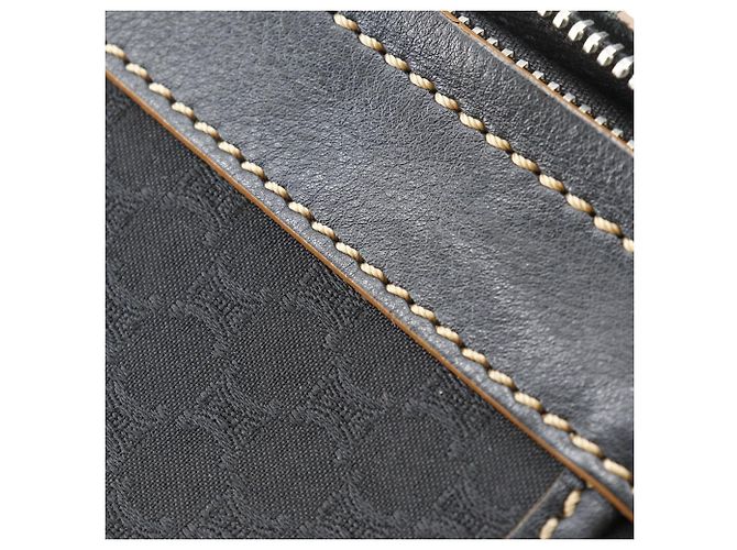 Céline Celine Macadam Nylon Canvas Leder Schultertasche Schwarz - Ansicht 12