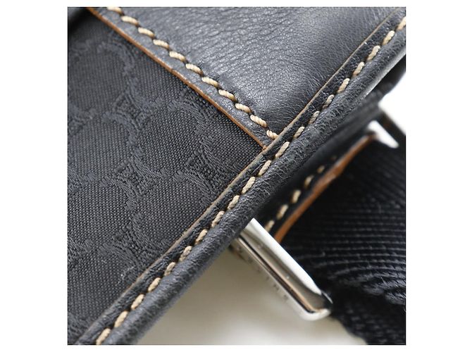 Céline Celine Macadam Nylon Canvas Leder Schultertasche Schwarz - Ansicht 13