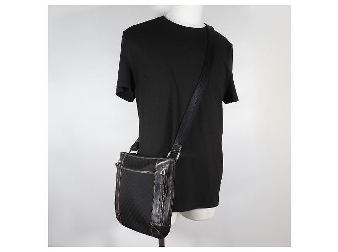 Céline Celine Macadam Nylon Canvas Leder Schultertasche Schwarz - Ansicht 16