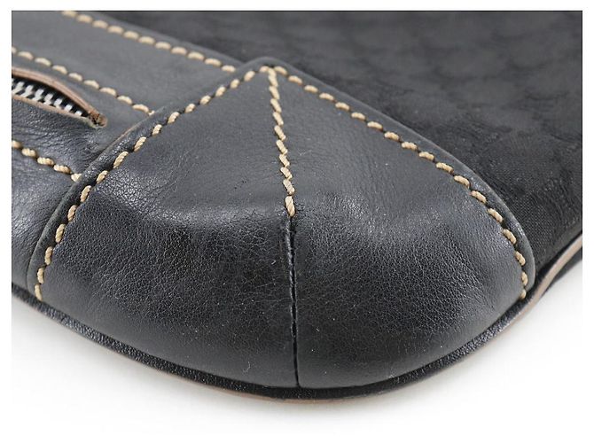 Céline Celine Macadam Nylon Canvas Leder Schultertasche Schwarz - Ansicht 4