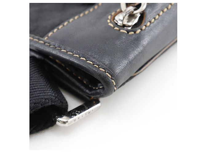 Céline Celine Macadam Nylon Canvas Leder Schultertasche Schwarz - Ansicht 7