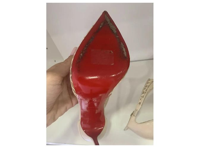 Décolleté Christian Louboutin Salonu in pelle e mesh Eggshell Bianco sporco - vista 6