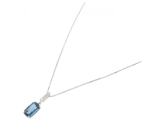 Autre Marque Collana in oro bianco Au750, topazio blu e diamanti - vista 2