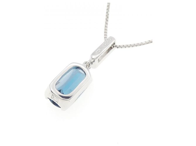 Autre Marque Collana in oro bianco Au750, topazio blu e diamanti - vista 4