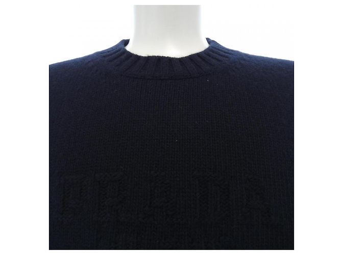 Prada UMB645 S232 13HI Kaschmir Strick Blau Marineblau - Ansicht 5
