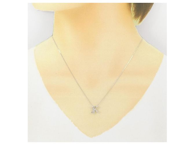 Autre Marque Initial K Diamant-Halskette aus Weißgold Au750 Silber - Ansicht 6