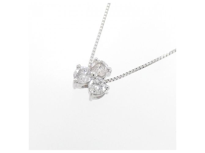 Autre Marque Collana con diamanti a tre pietre in oro bianco Au750 - vista 3