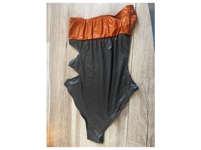 Autre Marque Bandeau-Einteiler Schwarz Orange - Ansicht 2