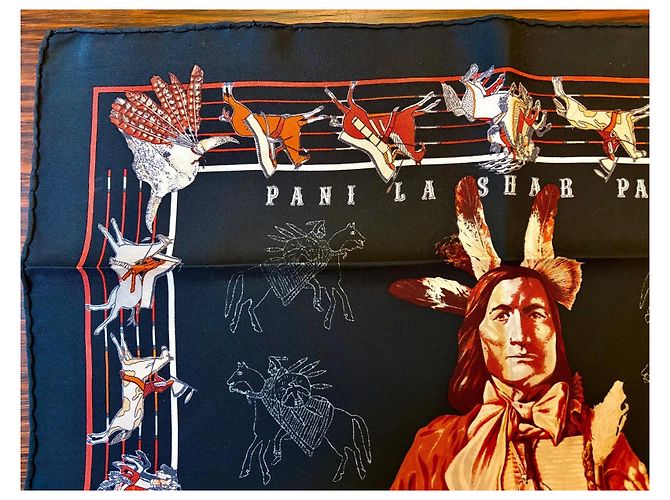 Hermès: Gavroche raro "Pani la shar Pawnee" 45 cm O. Kermit Multicolore - vista 2