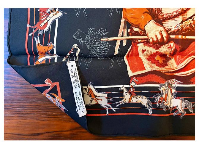 Hermès: Gavroche raro "Pani la shar Pawnee" 45 cm O. Kermit Multicolore - vista 5