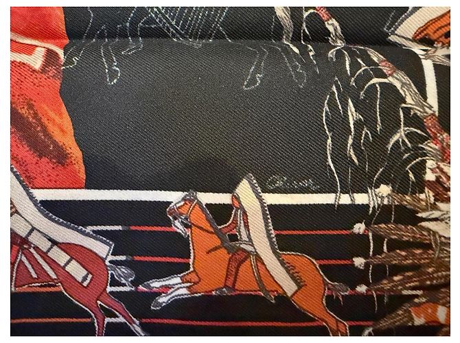 Hermès: Gavroche raro "Pani la shar Pawnee" 45 cm O. Kermit Multicolore - vista 7