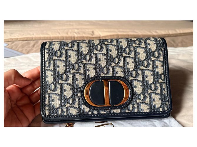 Christian Dior Pochette 30 montaigne in jacquard Dior oblique Blu navy - vista 2