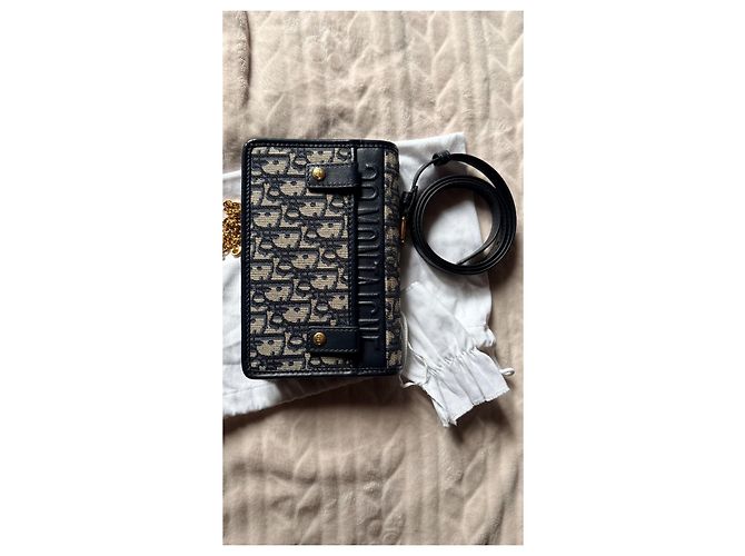 Christian Dior Pochette 30 montaigne in jacquard Dior oblique Blu navy - vista 6
