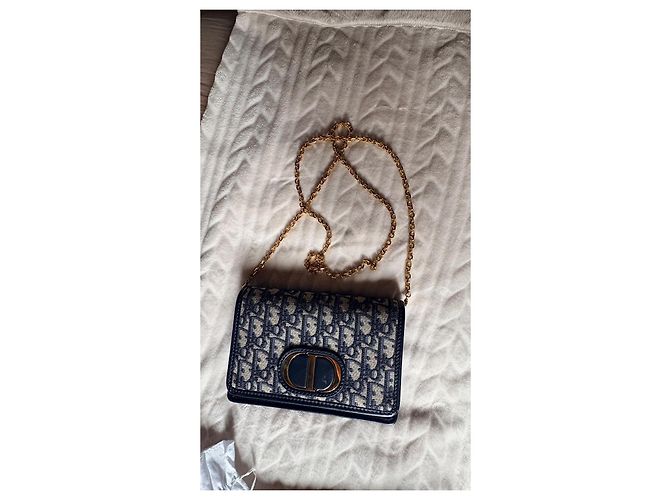 Christian Dior Pochette 30 montaigne in jacquard Dior oblique Blu navy - vista 7
