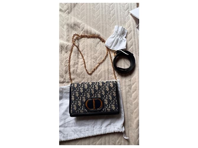 Christian Dior Pochette 30 montaigne in jacquard Dior oblique Blu navy - vista 8
