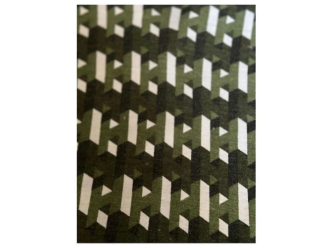 Colete Hermès de Lã Verde e Branco com Padrão H Caqui - vista 9
