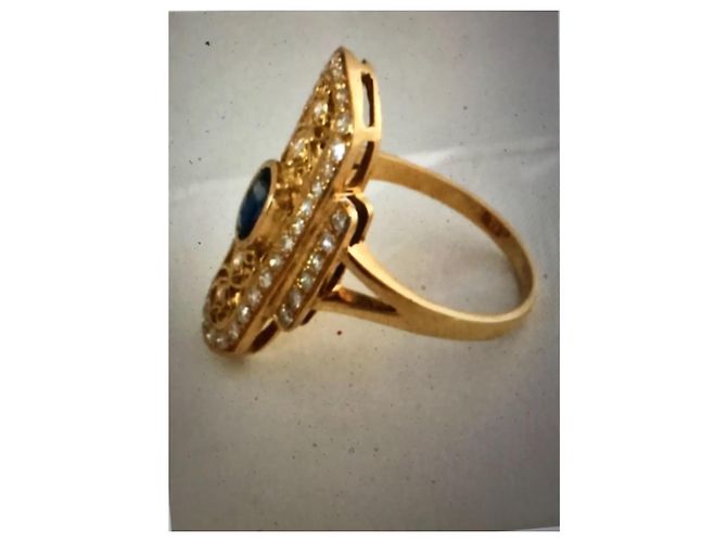 No Brand Nuovo Anello in Oro, Zaffiro e Diamanti Gold hardware - vista 3