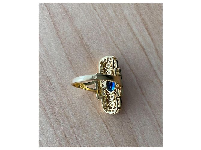 No Brand Nuovo Anello in Oro, Zaffiro e Diamanti Gold hardware - vista 4