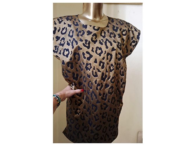 Autre Marque Top MOIMOI con estampado de leopardo Negro Dorado - vista 4